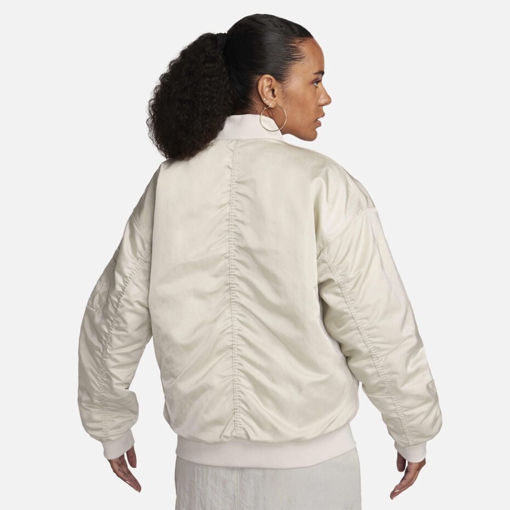 Nike Sportswear Women's REVERSIBLE Varsity Bomber Jacket Beige XL - Picture 2 of 9